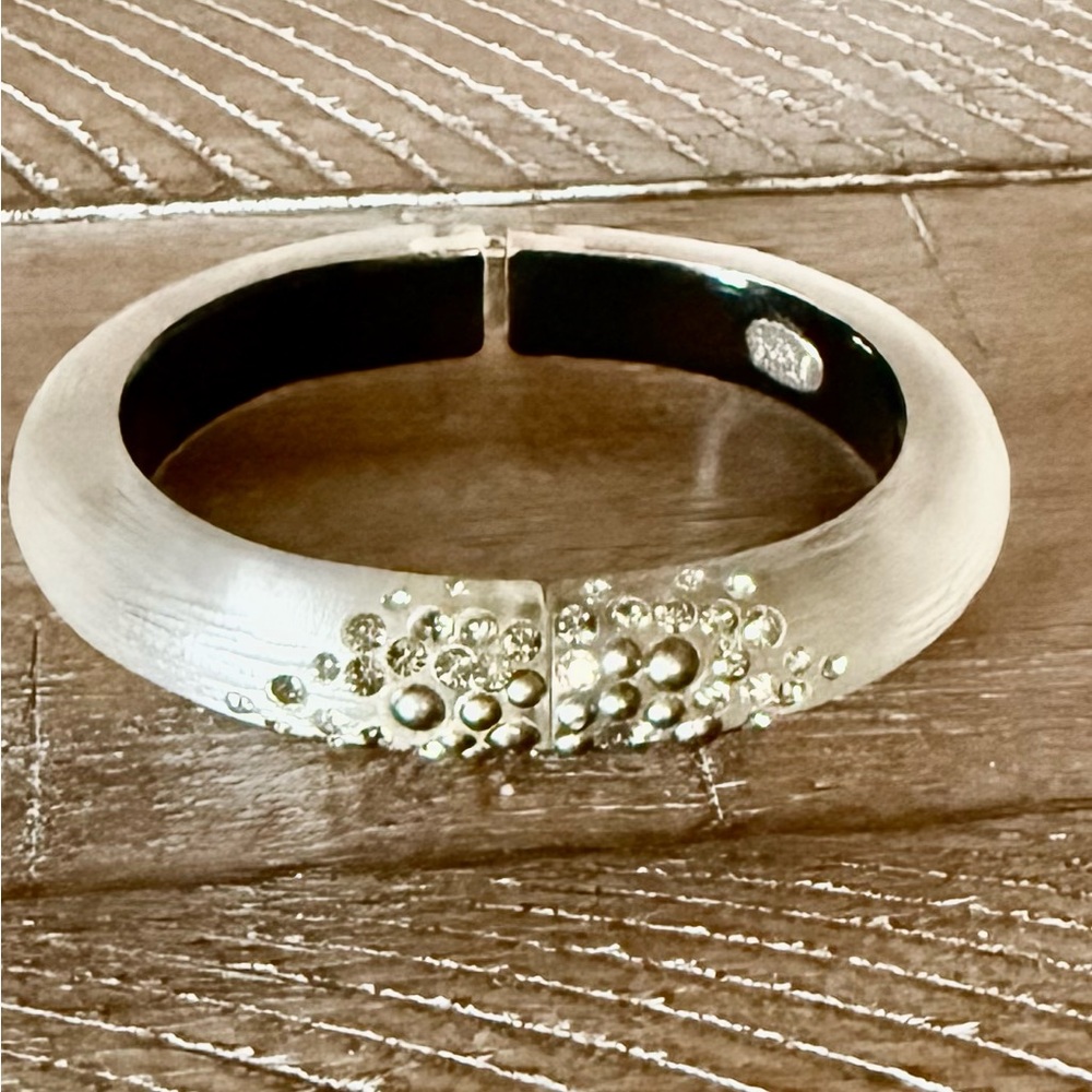 Alexis Bittar Clear and Silver Embellished Bangle